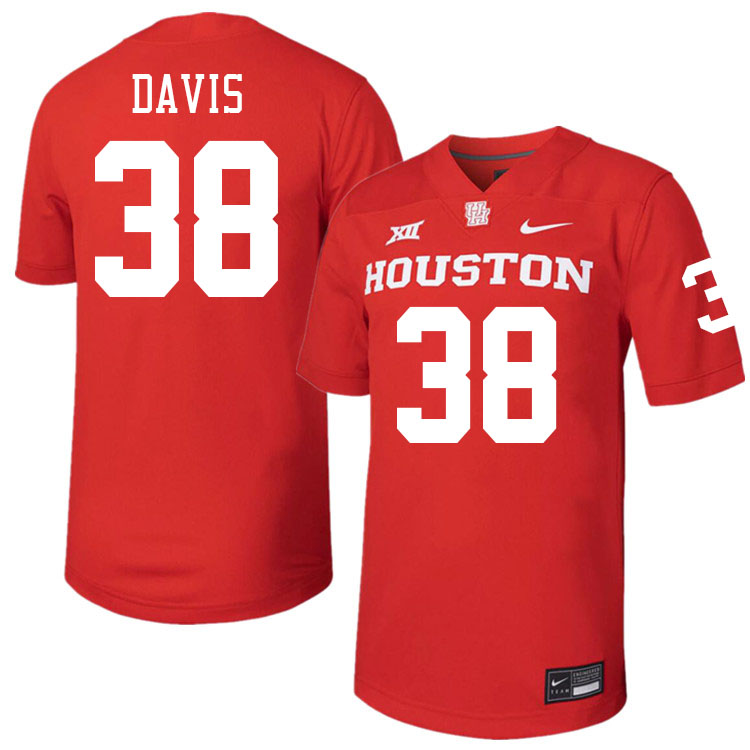 Men #38 Aaron Davis Houston Cougars College Football Jerseys Stitched-Red